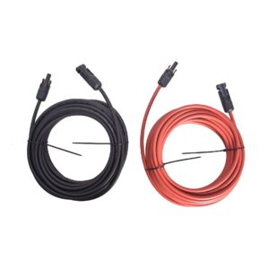 Timunr 1 Pair 20 Ft Solar Panel Extension Cable Wire Connector 10AWG Wire + Male Female Plug Red and Black