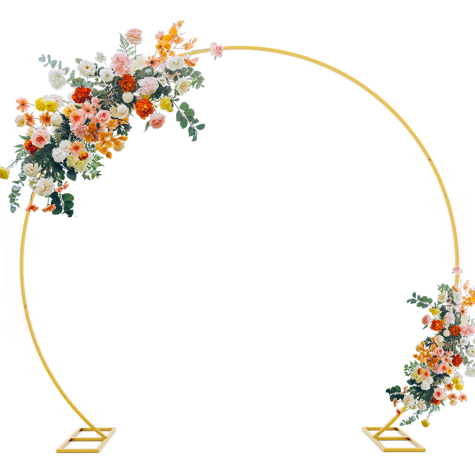 Fomcet 7.2FT Gold Round Backdrop Stand Metal Circle Balloon Arch Frame Large Wedding Arch Stand for Birthday Party Anniversary Valentine Wedding Ceremony Decorations Thickened Square Tubes