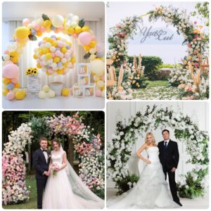 Fomcet 7.2FT Gold Round Backdrop Stand Metal Circle Balloon Arch Frame Large Wedding Arch Stand for Birthday Party Anniversary Valentine Wedding Ceremony Decorations Thickened Square Tubes