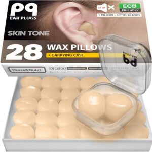 pq sleeping ear plugs silicone - 28 wax moldable ear plugs for sleeping noise cancelling for sleeping and swim ear plugs, sound blocking ear plugs level 32 db, (28 silicone earplugs), color: skin tone