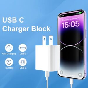 USB C Charger Block, 2Pack for iPhone 15 Fast Charger Block [ MFi Certified ] 20W Type C Adapter Plug Box Wall Charging Brick Cube for iPhone 15 14 13 12 11 Pro Max XS X XR SE 8 Plus, for iPad (White)