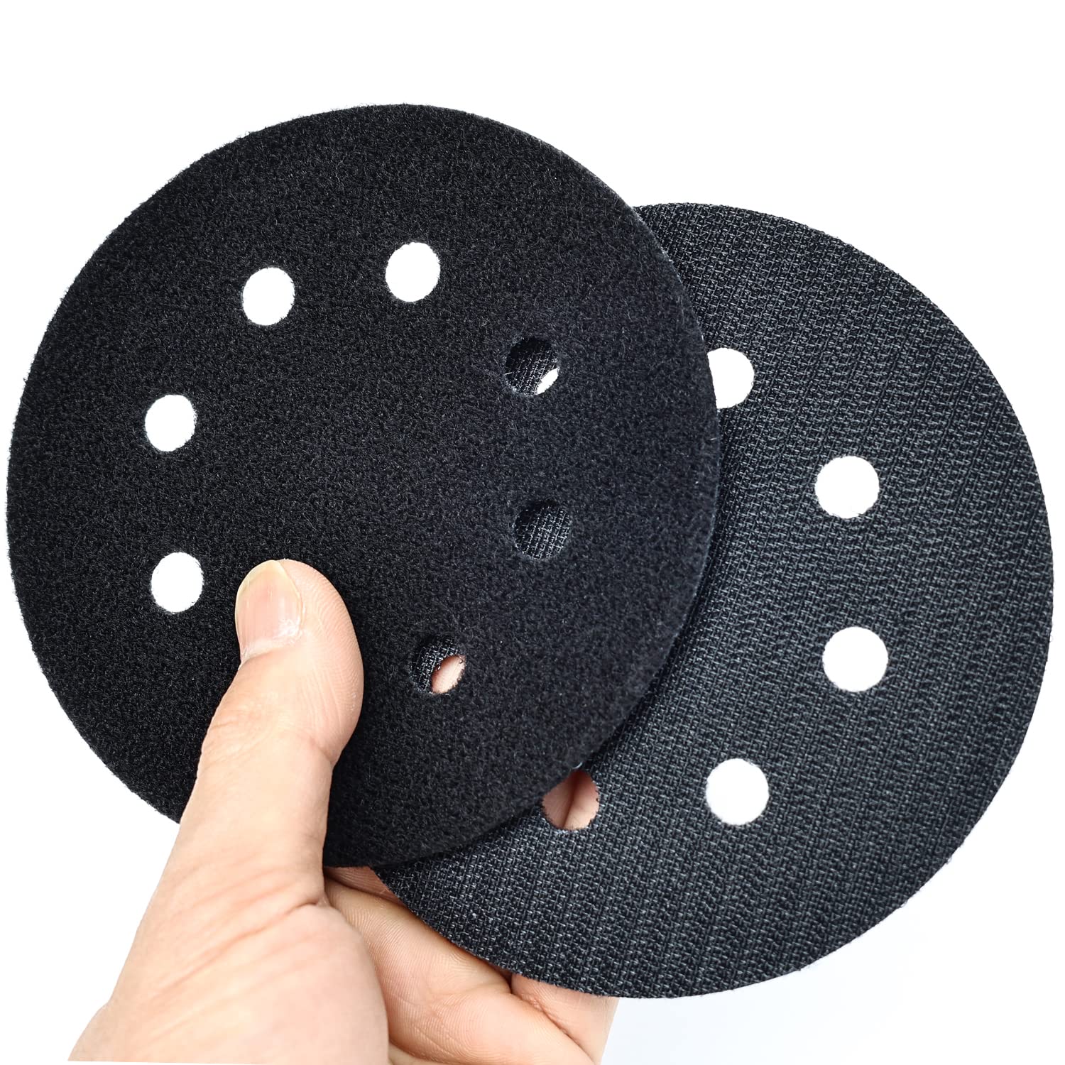 2 Pack 5 inch 8 Hole Premium Hook and Loop Pad Saver for Random Orbital Sanders notably extends The Backing pad´s Lifetime,Multi Hole Pad Protector