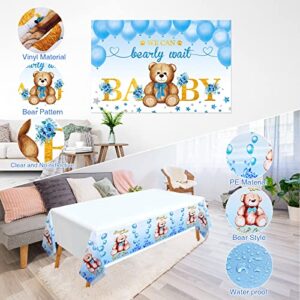 Winrayk 179Pcs Teddy Bear Baby Shower Decorations Boy Baby Boxes with Letters Brown Blue Balloon Arch Kit We Can Bearly Wait Backdrop Tablecloth Bear Balloon Birthday Party Boy Baby Shower Decorations