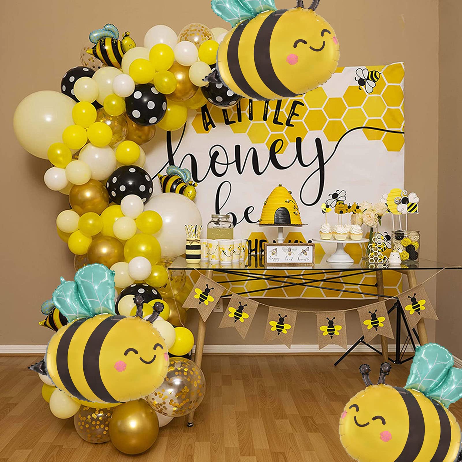 Bee Balloons Bee Birthday Party Decorations Supplies for Wedding Birthday Bee Theme Party Baby Shower, 4 Pack