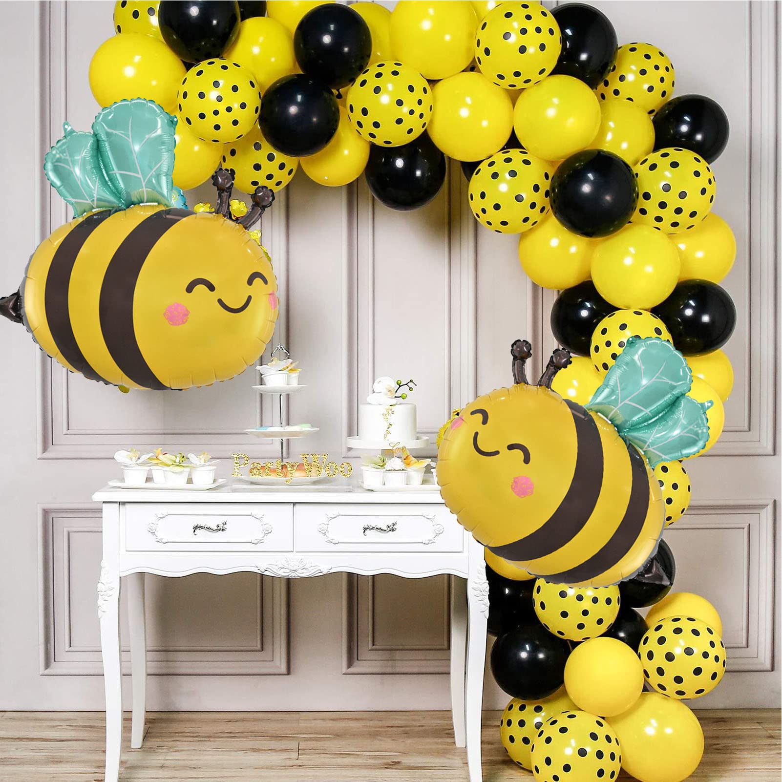 Bee Balloons Bee Birthday Party Decorations Supplies for Wedding Birthday Bee Theme Party Baby Shower, 4 Pack