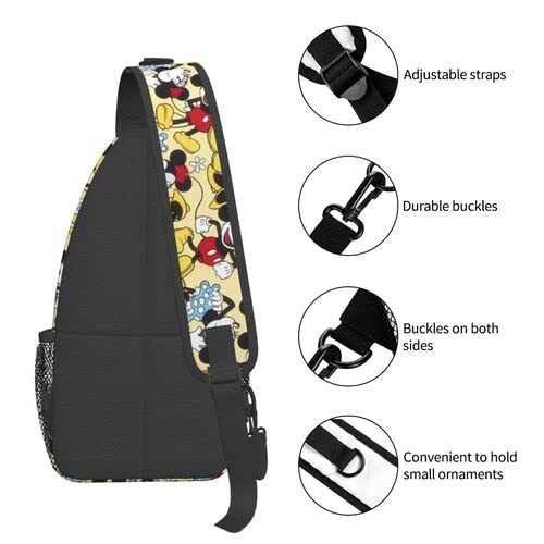 QANPE Cartoon Sling Bag Cute Crossbody Sling Bags for Women Men Travel Hiking Sling Backpack