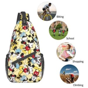 QANPE Cartoon Sling Bag Cute Crossbody Sling Bags for Women Men Travel Hiking Sling Backpack