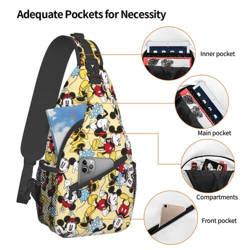 QANPE Cartoon Sling Bag Cute Crossbody Sling Bags for Women Men Travel Hiking Sling Backpack