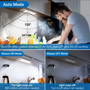 YLXS 30-LED Motion Sensor Under Cabinet Lights, Magnetic Rechargeable Under Counter Closet Light, Wireless Night Light Bar Stick-On, 2-Pack, Cool White