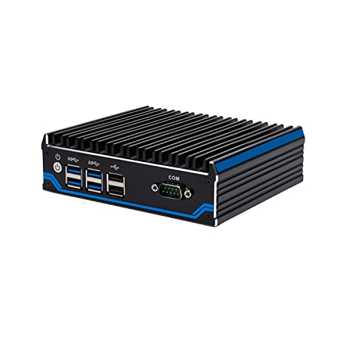 HUNSN Fanless Din Rail Mini PC, Industrial Computer, Windows 11 or Linux Ubuntu, Intel Celeron J4125, BX03a, COM, HDMI, 2 x DP, SIM Slot, 2 x LAN, WOL, PXE, Watchdog, 16G RAM, 128G SSD