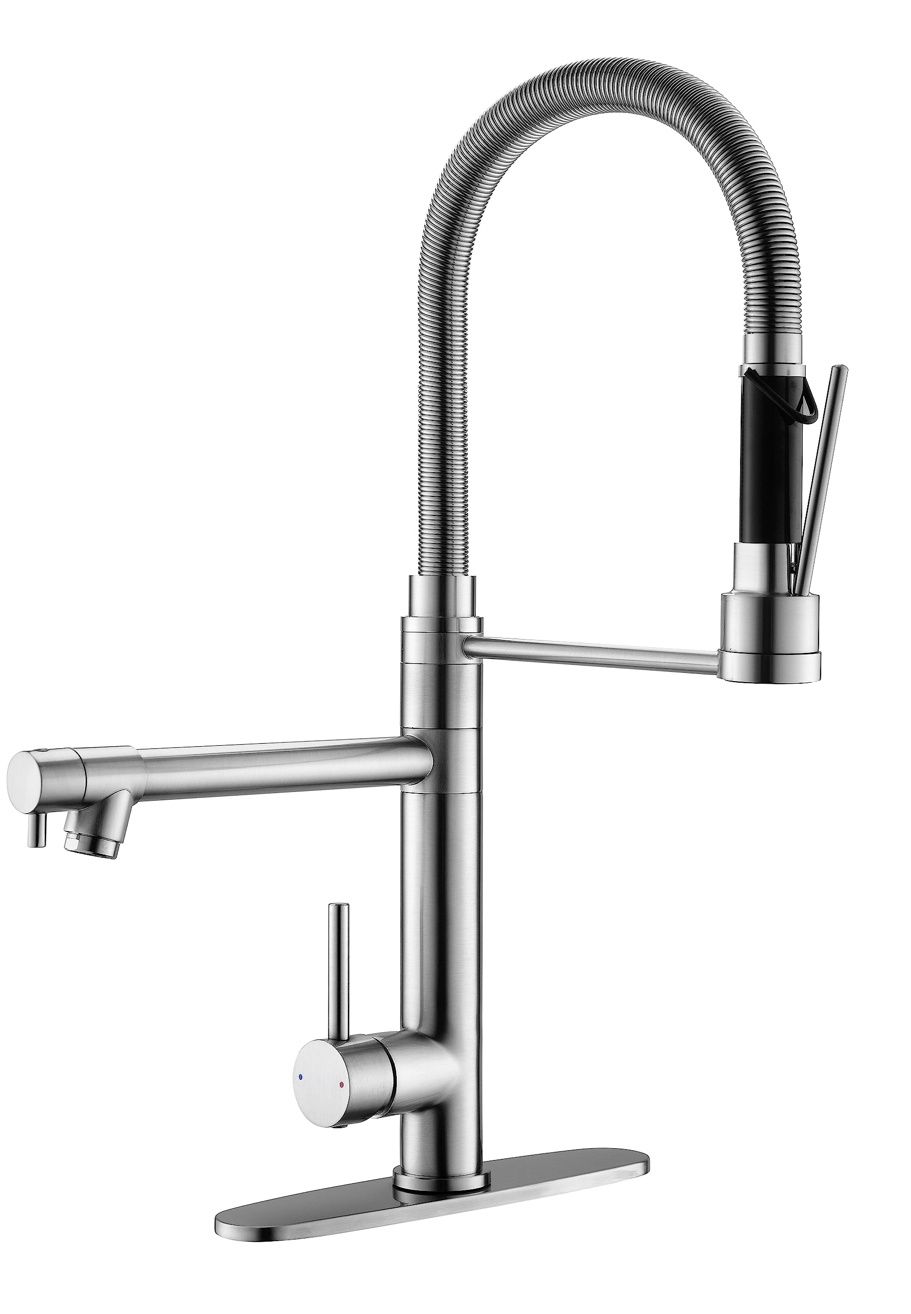 GIMILI Kitchen Faucet with Pull Down Sprayer Commercial Kitchen Faucet Double-Headed Single Handle Spring Stainless Steel Brushed Nickel Kitchen Sink Faucet