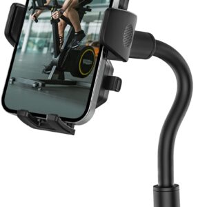 woleyi Gooseneck Spin Bike Phone Mount, Handlebar Clip Cell Phone Holder for Exercise Bicycle, Stationary Cycling, Stroller, Gym Treadmill, Mic Stand, for iPhone 15 Pro Max/14/13/12, 4-7" Smartphone
