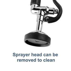 Pre Rinse Sprayer Commercial Sink Sprayer Head,1.42GPM Spray Valve Dish Sprayer Nozzle with Ergonomic Handle, Commercial Faucet Parts for Commercial Kitchen Faucet,Chrome Finished（Black）