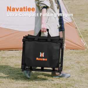 Navatiee Wagon Cart Heavy Duty Foldable, Collapsible Wagon with Smallest Folding Design, Utility Grocery Wagon for Camping Shopping Sports
