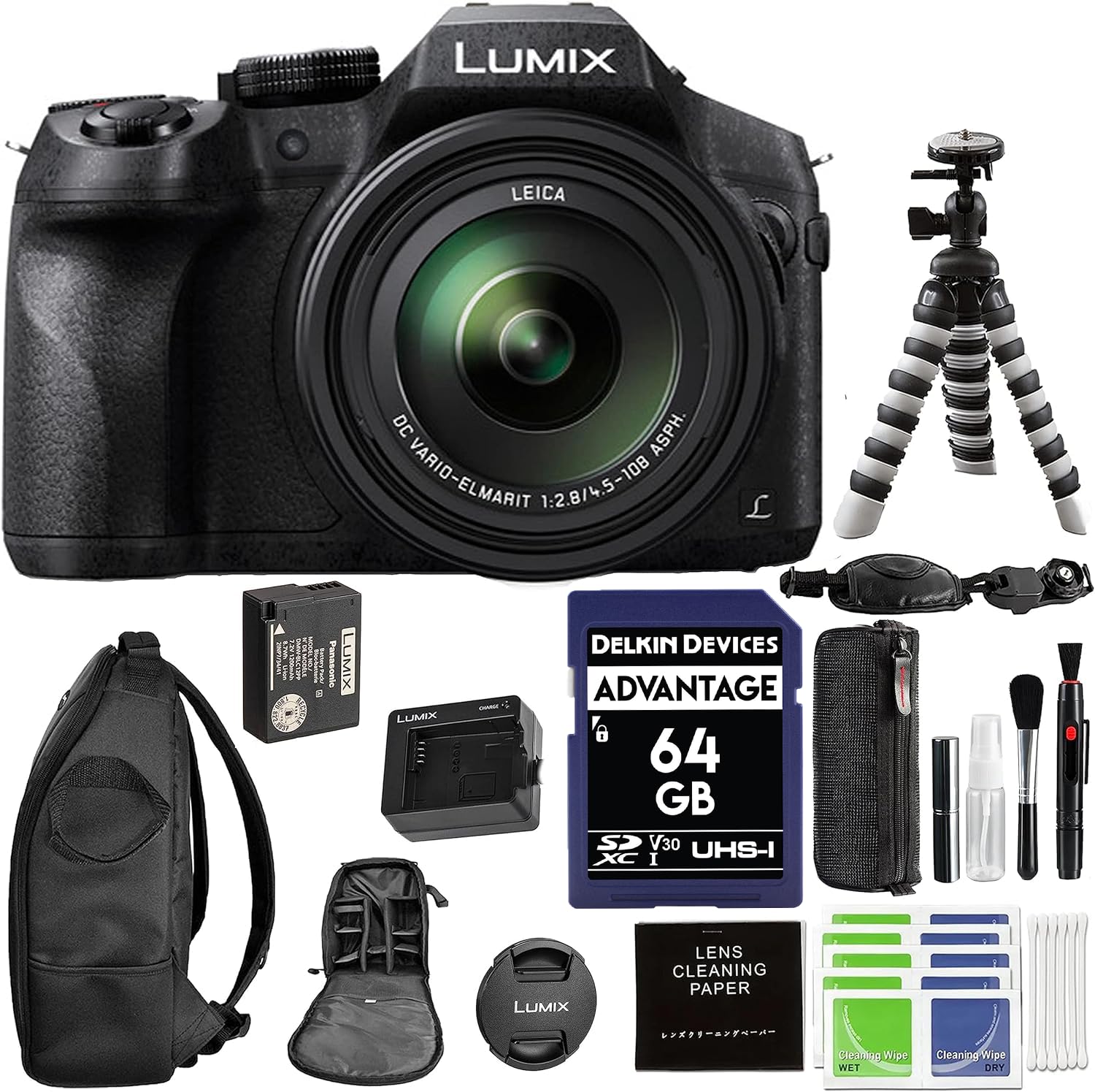 Panasonic LUMIX FZ300 Long Zoom Digital Camera (Black) with Advanced Accessory and Travel Bundle | DMC-FZ300K | Extended 3 Years Panasonic Warranty | Lumix Camera