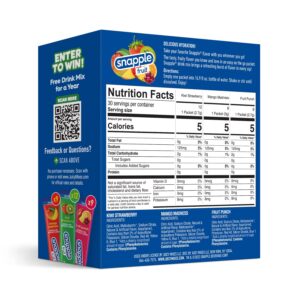 Snapple Powder Drink Mix Variety Pack - 30 Powder Sticks | Assorted Flavors, Zero Sugar | On-the-Go Hydration for Refreshing Beverages
