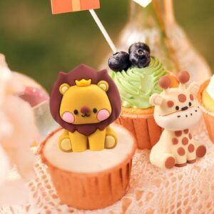 Jungle Safari Animal Cake Toppers – Lion Giraffe Monkey Hippo Elephant for Baby Shower