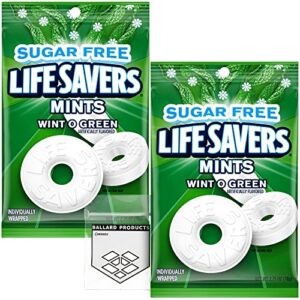 sugar free lifesavers mints pack - sugar free lifesaver mints - life savers wint o green - bundle with ballard products pocket bag (2 pack)