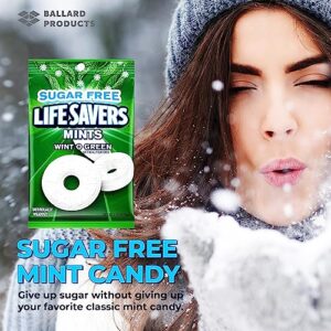 Sugar Free Lifesavers Mints Pack - Sugar Free Lifesaver Mints - Life Savers Wint O Green - Bundle with Ballard Products Pocket Bag (2 Pack)