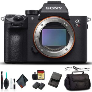 sony alpha a7r iii mirrorless camera ilce7rm3/b with bag, 64gb memory card, card reader, plus essential accessories (renewed)