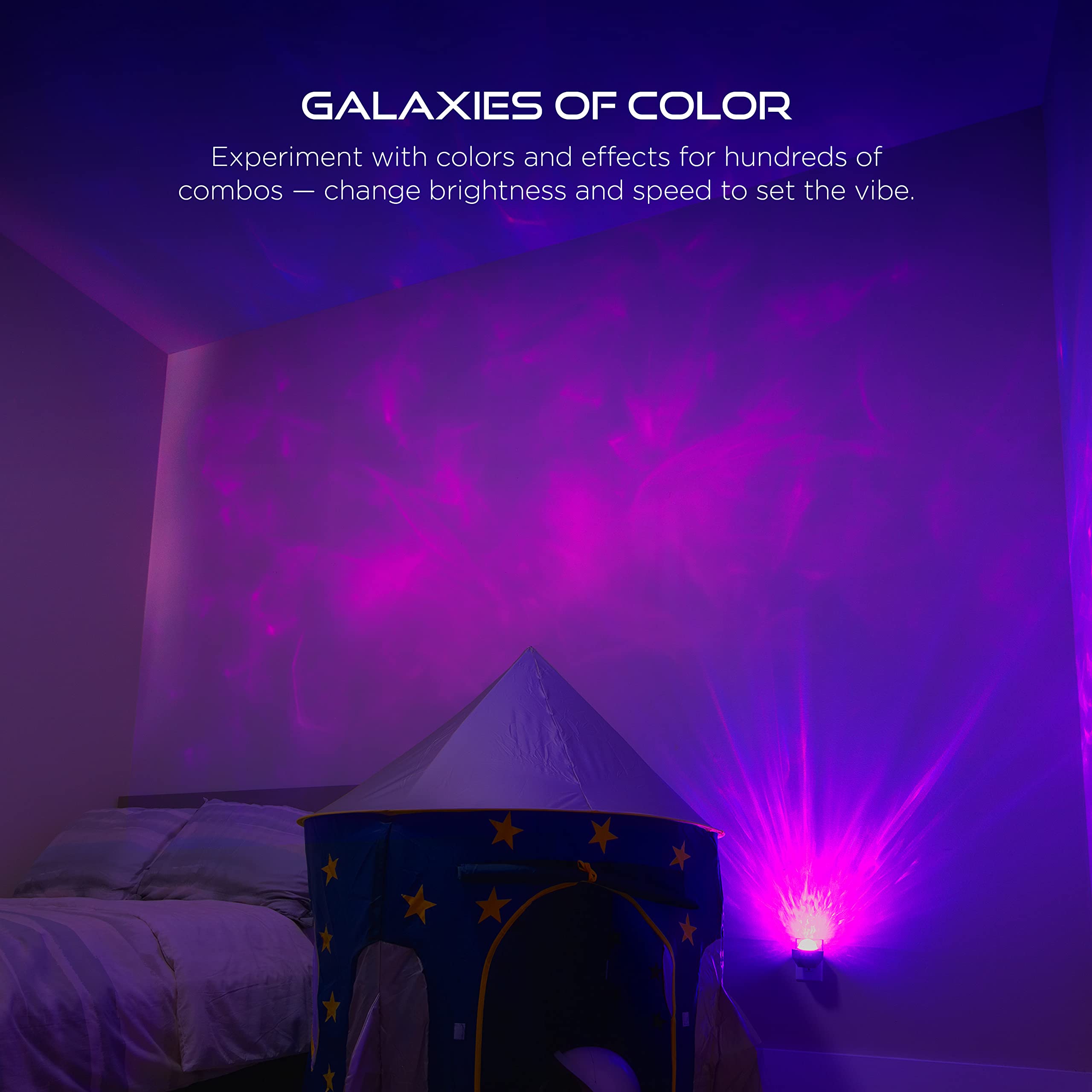 ENBRIGHTEN Galaxy Projector Light, Plug in, Night Light, Galaxy Ceiling Projector, Night Light Projector, Star Galaxy Projector, Galaxy Ceiling Projector for Bedroom, Playroom, and More, 70334-T1