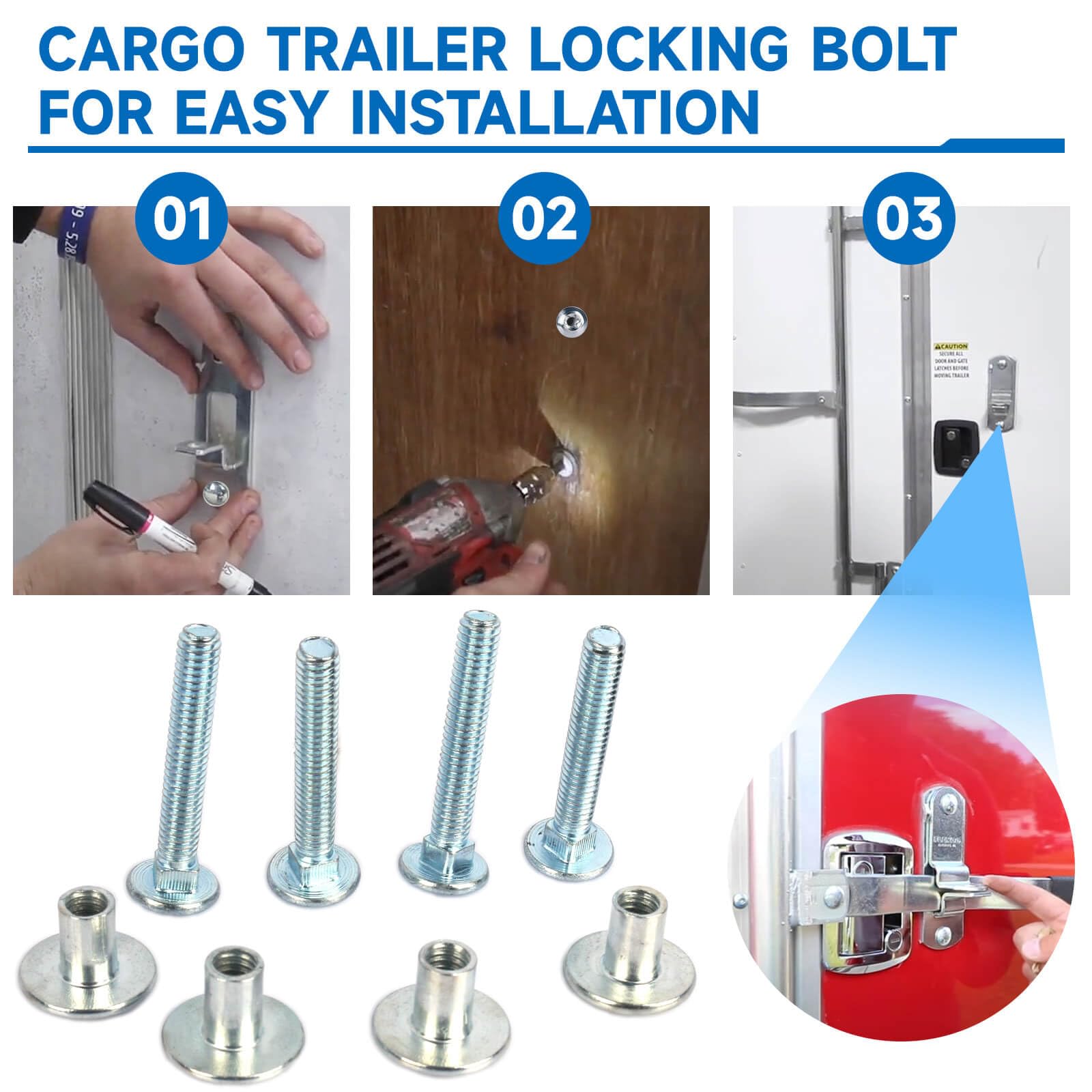 Fuoequl Trailer Hasp Bolt Kit for Trailer Cam Action Hasp