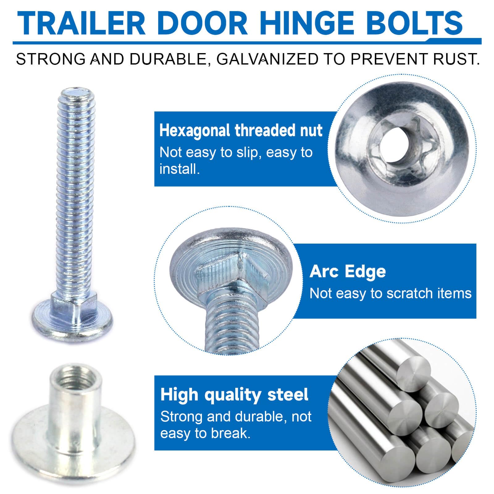 Fuoequl Trailer Hasp Bolt Kit for Trailer Cam Action Hasp