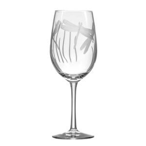 Rolf Glass - Dragonfly White Wine Glass 12 ounce - Stemmed Wine Glasses Set of 4 - Lead-Free Crystal Glass - Engraved White Wine Glasses - Designed and Engraved in the US