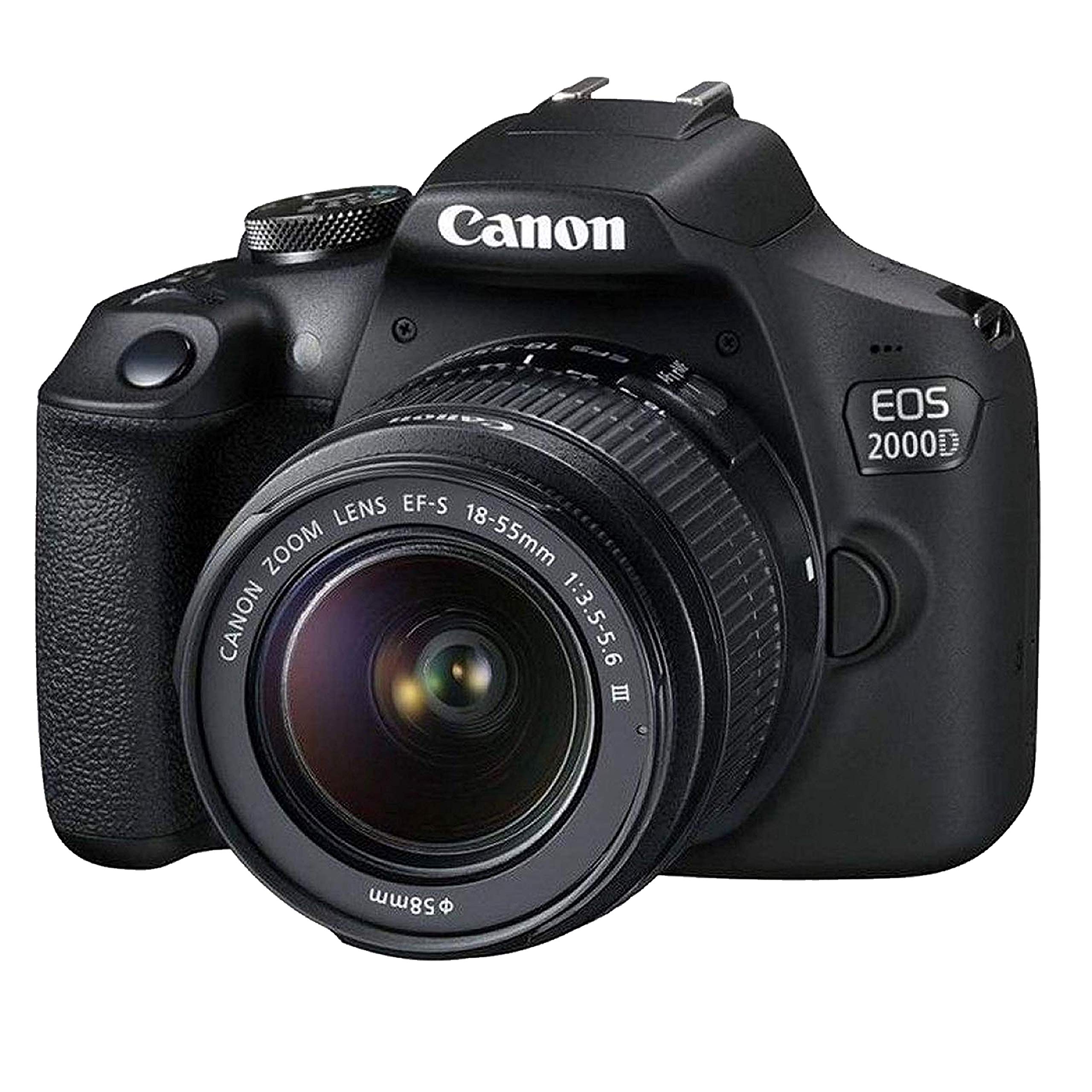 Canon EOS 2000D / Rebel T7 DSLR Camera w/ 18-55mm Zoom Lens + 75-300mm III Lens + 2pcs 64GB Memory + Case+ Tripod + Steady Grip Pod + Filters + Macro + 2X Lens + 2X Batteries + More (37pc Bundle)