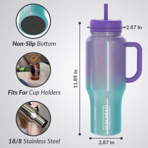 Coldest Tumbler with Handle and Straw Lid | 3 Lids Insulated Reusable Stainless Steel Water Bottle Travel Mug | Gifts for Women Him Her | Limitless Collection (36 oz, Interstellar Reef Glitter)