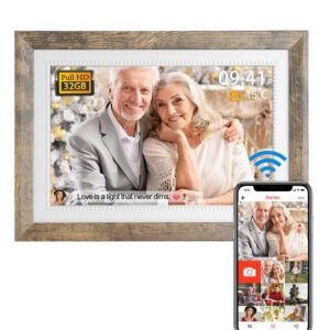 frameo 10.1inch wifi digital picture frame 1280 * 800 ips hd color touch screen digital photo frame built-in 32gb storage free share photos and videos through frameo app anytime anywhere-best gift
