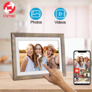 FRAMEO 10.1inch WiFi Digital Picture Frame 1280 * 800 IPS HD Color Touch Screen Digital Photo Frame Built-in 32GB Storage Free Share Photos and Videos Through FRAMEO app Anytime Anywhere-Best Gift