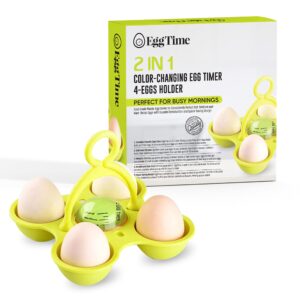 egg cooker: egg holder for boiled eggs - quick, efficient & fail-proof color-changing egg timer - boil up to 4 eggs to perfection without cracks or guesswork! - in water timer for boiled egg