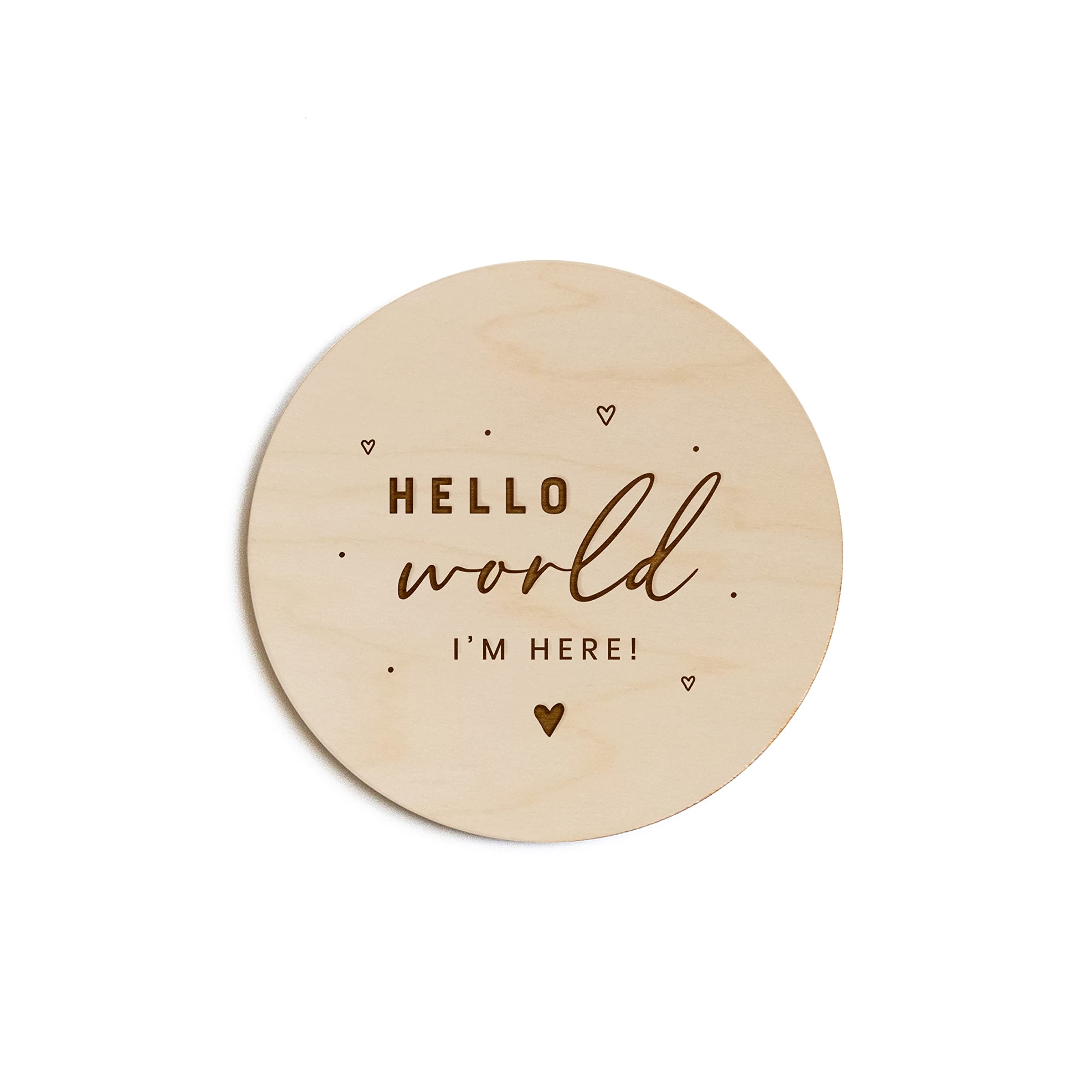 The Cotton & Canvas Co. Hello World I'm Here Newborn Baby Announcement, Nursery Sign, Nursery Decor, Baby Shower, Modern, Wooden Plaque, Oh Baby, Birth Prop