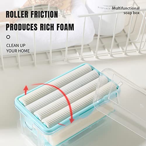 NOBRIM Soap Dish Multifunctional Soap Dish Hands Free Foaming Draining Bar Holder Grid Tray Storage Box Cleaning Tool for Bathroom Accessories