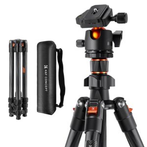 k&f concept 64 inch/163cm carbon fiber camera tripod,lightweight travel tripod with 36mm metal ball head load capacity 8kg/17.6lbs,quick release plate,for dslr cameras indoor outdoor use k254c2+bh-36l