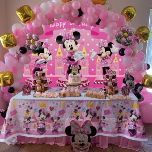 ANDXIN Pink Cartoon Mouse Backdrop, Tablecloth, Birthday Party Decorations, Vinyl, Environmentally Friendly Materials, 6x4FT, 70x42in