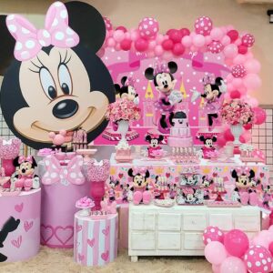 ANDXIN Pink Cartoon Mouse Backdrop, Tablecloth, Birthday Party Decorations, Vinyl, Environmentally Friendly Materials, 6x4FT, 70x42in