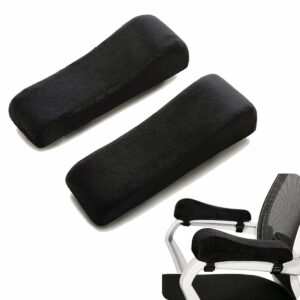 2pcs office chair arm covers, ergonomic chair arm pads with memory foam armrest elbow pillow forearm pressure relief for office chairs gaming chair (black)