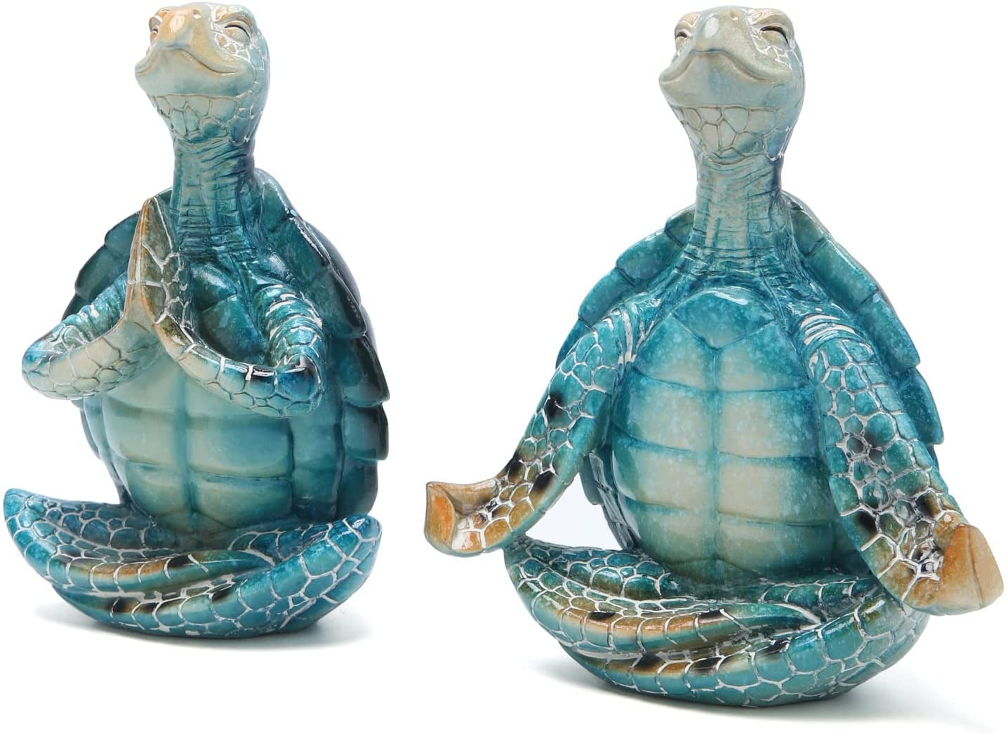 Set of 2 Sea Turtle Yoga Figurines Decorations Summer Meditating Sea Turtle Decor Spring Garden Turtle Crafts,Realistic Sea Turtle Figurines, Sea Turtle Yoga Figurines for Home Office Decorations