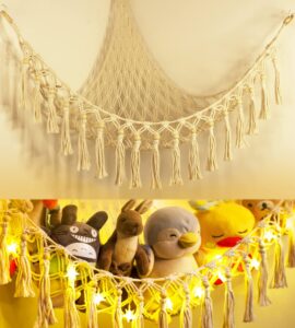 tcgpro stuffed animal storage - stuffed animal hammock corner - cute stuff animals holder plushie net hanging organizers, baby room bedroom nursery decor kids girls toddler boho