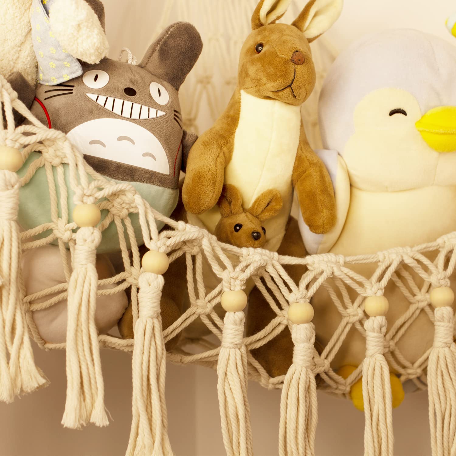 TCGPRO Stuffed Animal Storage - Stuffed Animal Hammock Corner - Cute Stuff Animals Holder Plushie Net Hanging Organizers, Baby Room Bedroom Nursery Decor Kids Girls Toddler Boho