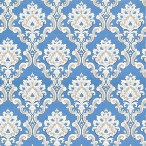 yifu life 039 damask peel and stick wallpaper 17.7"×9.8ft blue/white removable self-adhesive furniture stickers shelf liner home decor