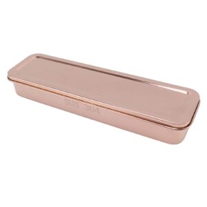 kitchen chopsticks storage box cutlery tray smart drain food grade with lid for business (rose gold)