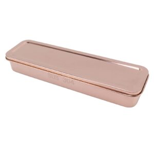 Kitchen Chopsticks Storage Box Cutlery Tray Smart Drain Food Grade with Lid for Business (Rose Gold)