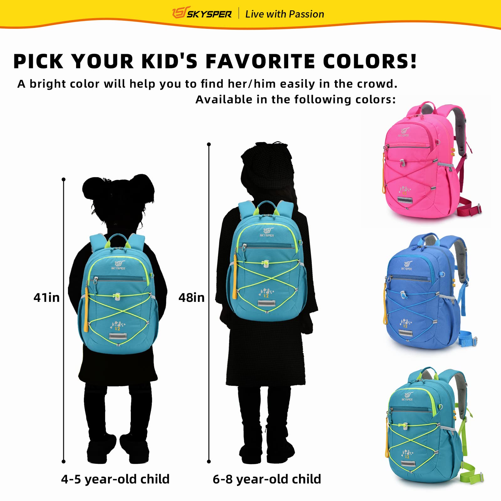 SKYSPER Kids Backpack 12L Children School Bag Child Boy Girl Outdoor Travel Pack Ages 4-8 for Day Trips Classes Camping(Teal)