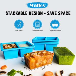 Walfos Silicone Soup Freezer Container, 1-Cup Soup Freezer Cube Tray with Lid Prevents Freezer Odo, 3 Pcs Soup Freezer Molds, Perfect For Storing and Freezing Soup, Broth, Sauce