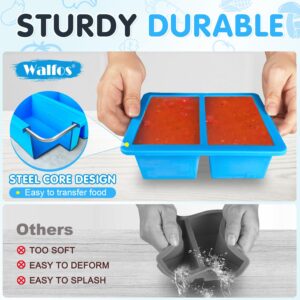 Walfos Silicone Soup Freezer Container, 1-Cup Soup Freezer Cube Tray with Lid Prevents Freezer Odo, 3 Pcs Soup Freezer Molds, Perfect For Storing and Freezing Soup, Broth, Sauce