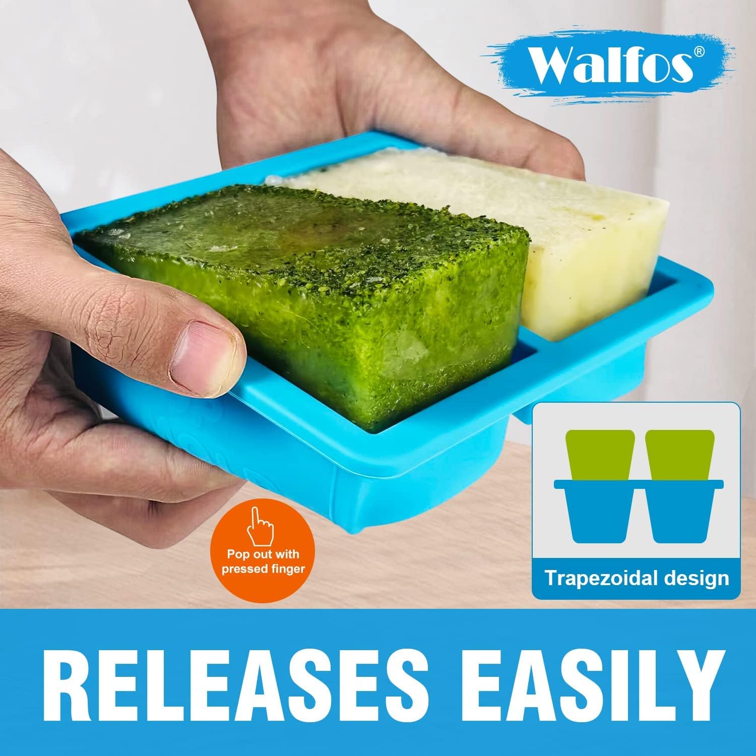 Walfos Silicone Soup Freezer Container, 1-Cup Soup Freezer Cube Tray with Lid Prevents Freezer Odo, 3 Pcs Soup Freezer Molds, Perfect For Storing and Freezing Soup, Broth, Sauce