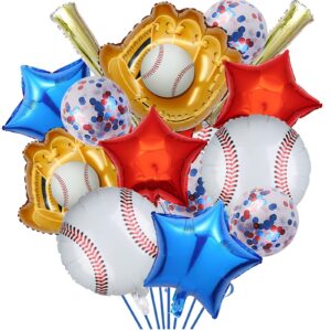 14pcs baseball foil balloons with latex balloonsbirthday party foil balloons set decorations glove round baseball theme mylar confetti balloon supplies baby shower party decoration